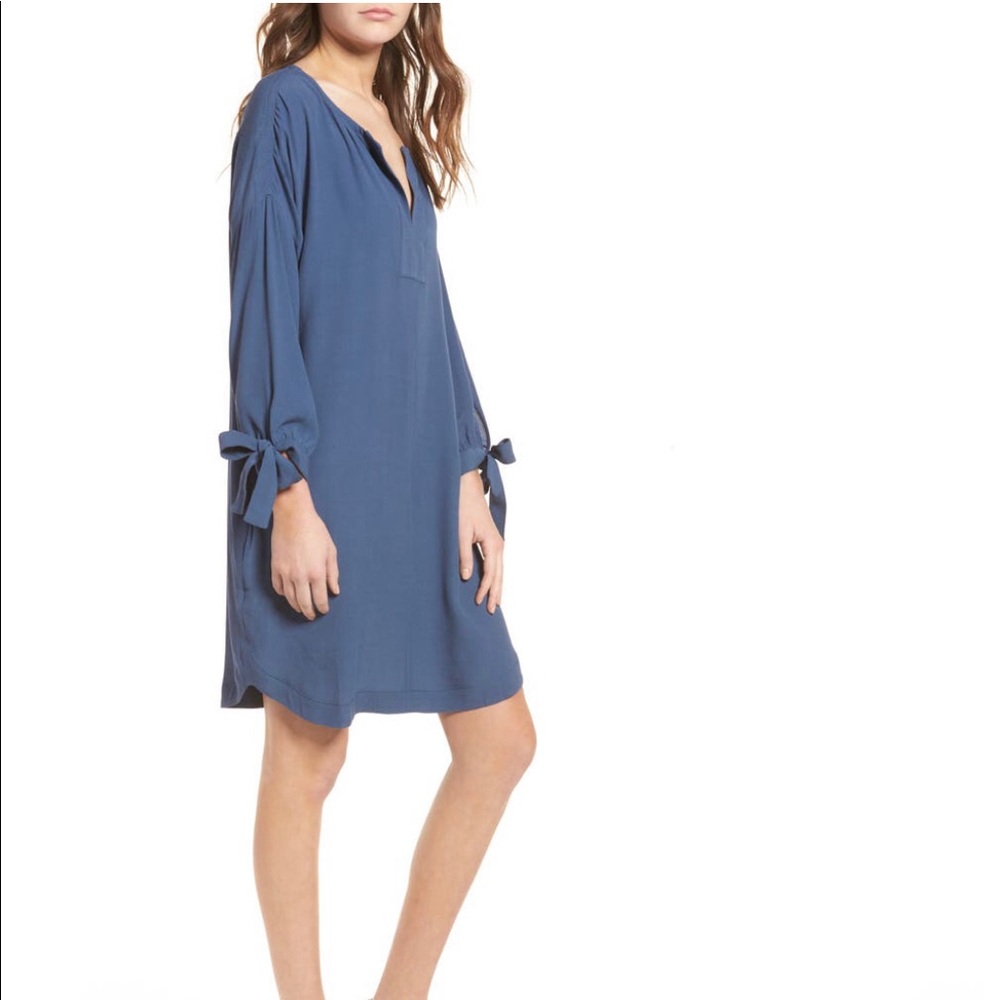 Madewell Du Jour Tie Sleeve Tunic Dress